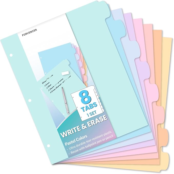 Forvencer 8-Tab Binder Dividers by Forvencer
