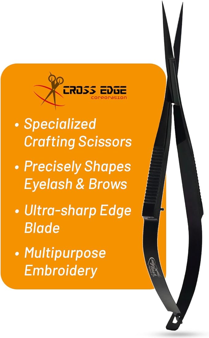 Cross Edge Spring Scissors 5 Inch straight Stainless Steel Precision Eyebrow & by MyLashToolsByCrossEdge