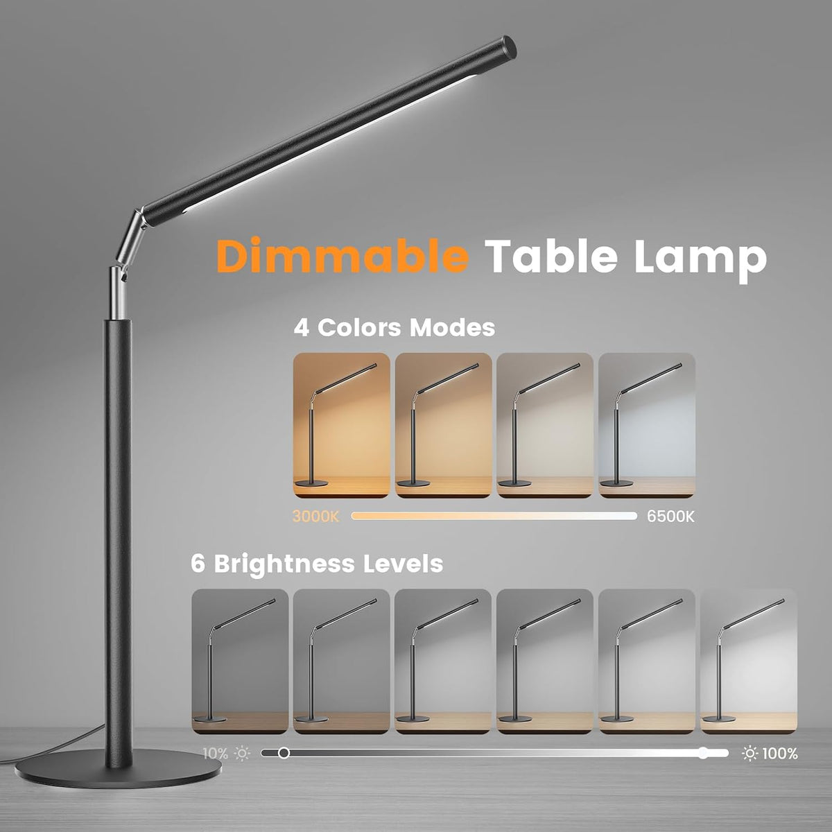 sibrille metal led desk lamp, 16" dimmable desk shown in use