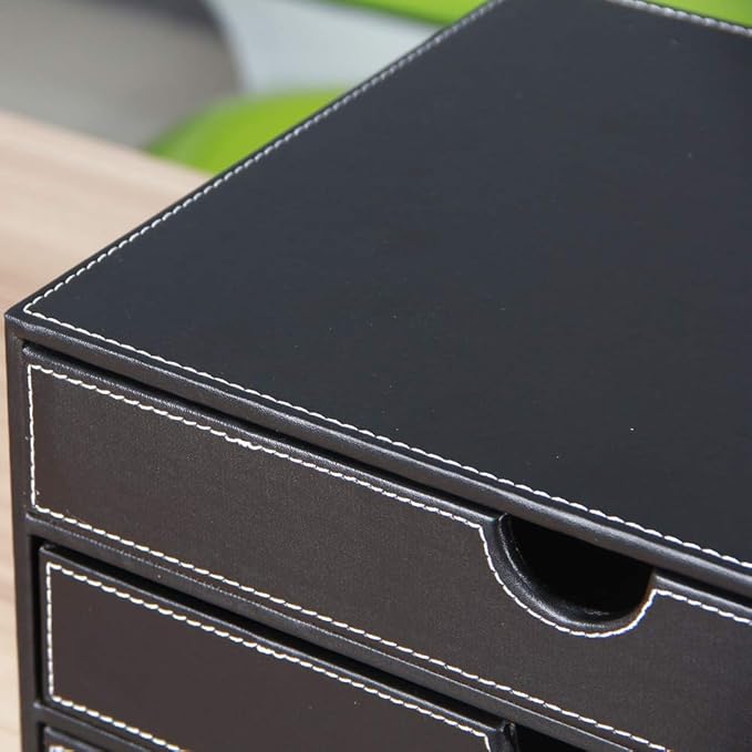 RHCSZ High-end PU Leather Desk Organizer File Cabinet Executive Office Supplies - Image 6
