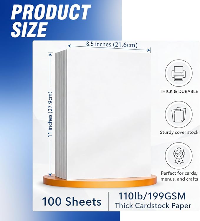 Veritas White Cardstock 8.5 x 11”, 110LB/199GSM Heavyweight Card Stock - Image 2