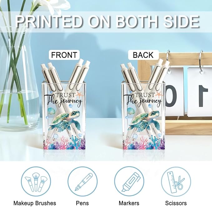 QYUVK Trust The Journey Acrylic Pencil Holder Cup, Inspirational Gifts - Image 3