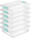 Sterilite 6-Pack Clip Box, Stackable Clear Plastic Bins