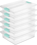 Sterilite 6-Pack Clip Box, Stackable Clear Plastic Bins