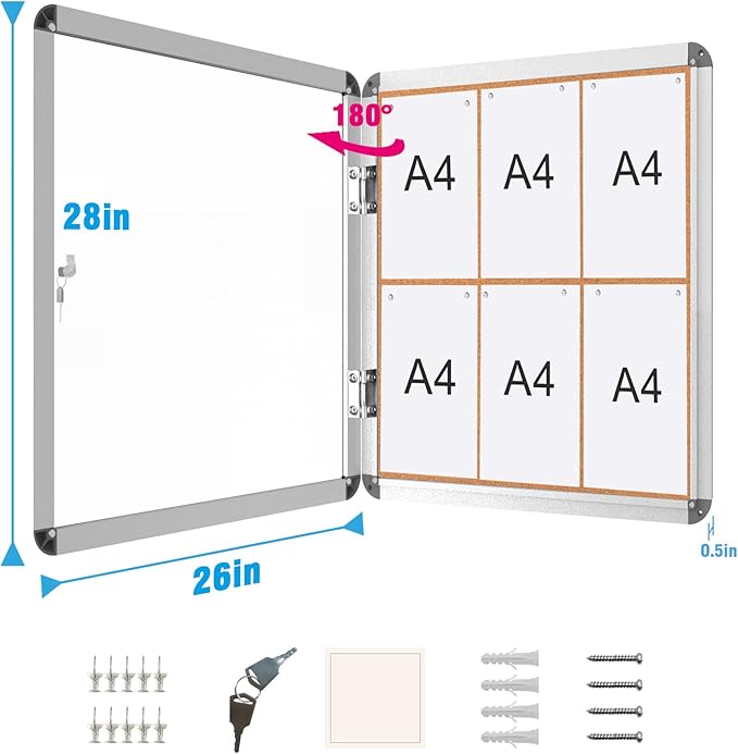 Mifuro 2 Pack 28"x26" Enclosed Bulletin Board, Lockable Weather-Resistant - Image 5