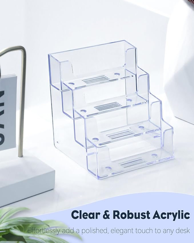 Uniclife 4 Pack Acrylic Business Card Holder - Image 3