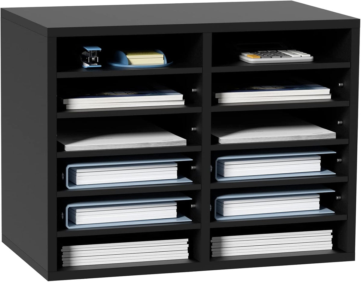 VEVOR Literature Organizers, 12 Compartments Office Mailbox with Adjustable S...