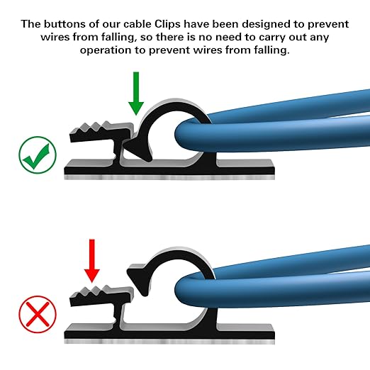 XHF 100pcs Adhesive Cable Wire Clips Black, Outdoor Cable Management Wire - Image 3