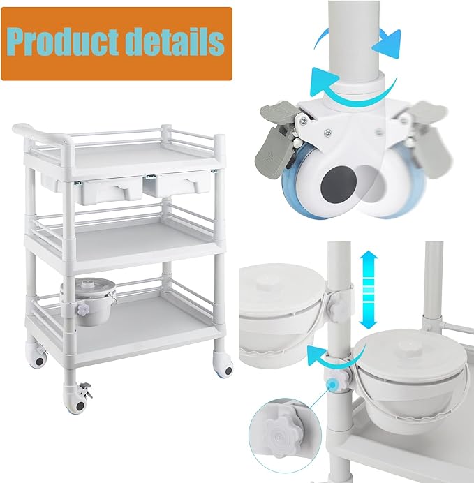 Rolling Utility Cart, Qiwey Medical Utility Cart - Image 4