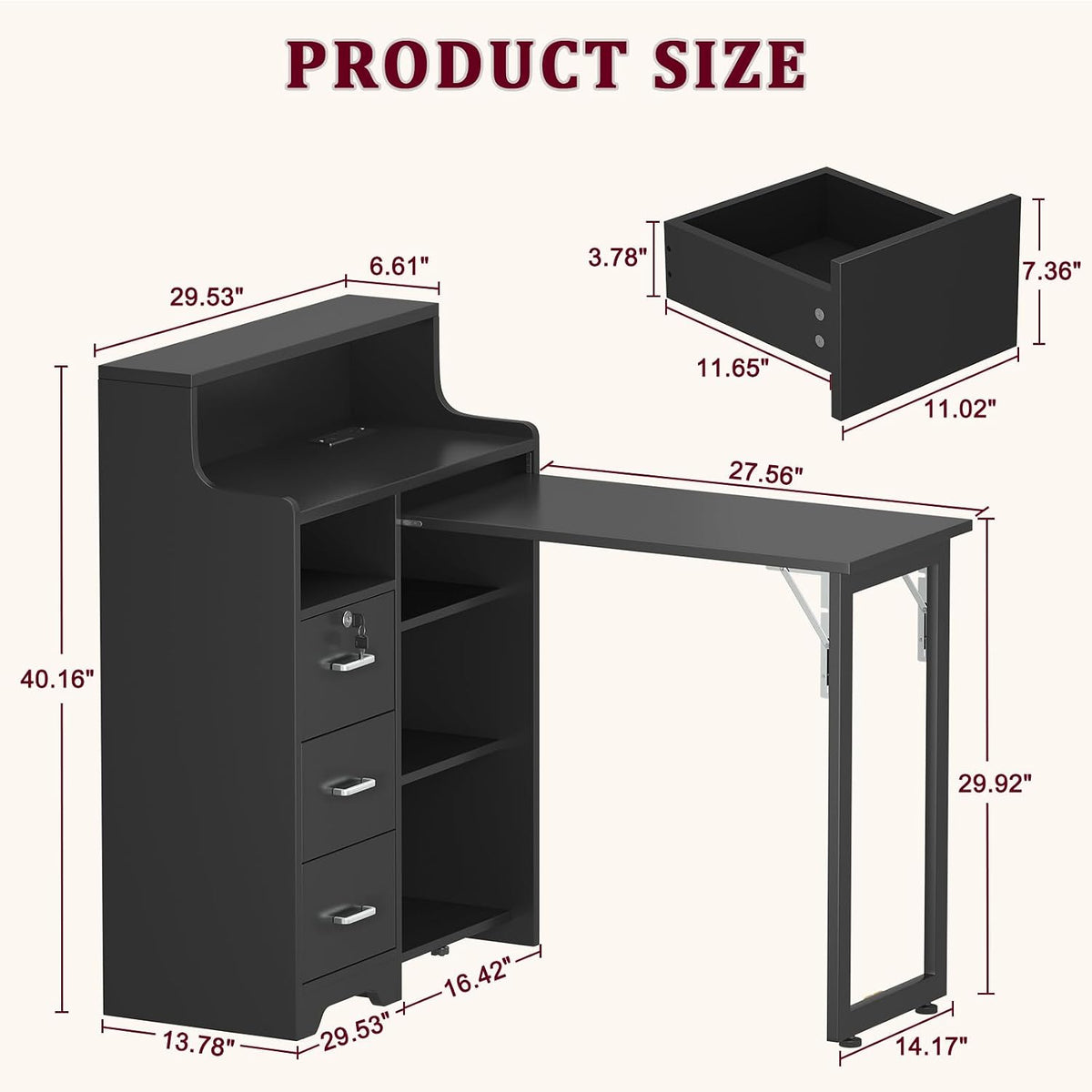 Foldable Nail Desk for Nail Tech, Portable Manicure Table, L Shape Nail Table...