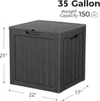 TARKARI 35 Gallon Lockable Resin Deck Box, Waterproof & UV-Resistant Outdoor - Image 2