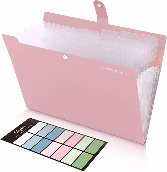 SKYDUE 8 Pockets Expanding File Folders, Accordion Folders, Portable Paper Bill by SKYDUE