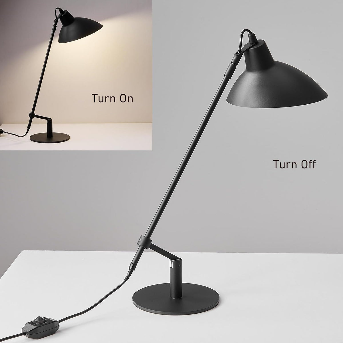 Desk Lamp Modern Industrial 100% Metal Adjustable Table Lamp 24", Natura...