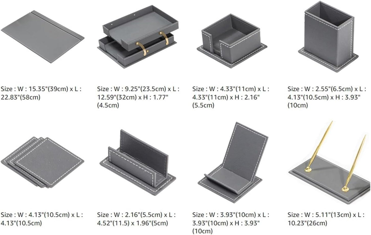 MOOGCO 12-Piece Leather Desk Set — Desk Pad 23.2" x 15.4", Double D...