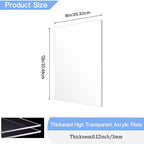 4 Pack 8x12 Inch Acrylic Sheet 1/8" Thick, Cast Acrylic Sheet, - Image 2
