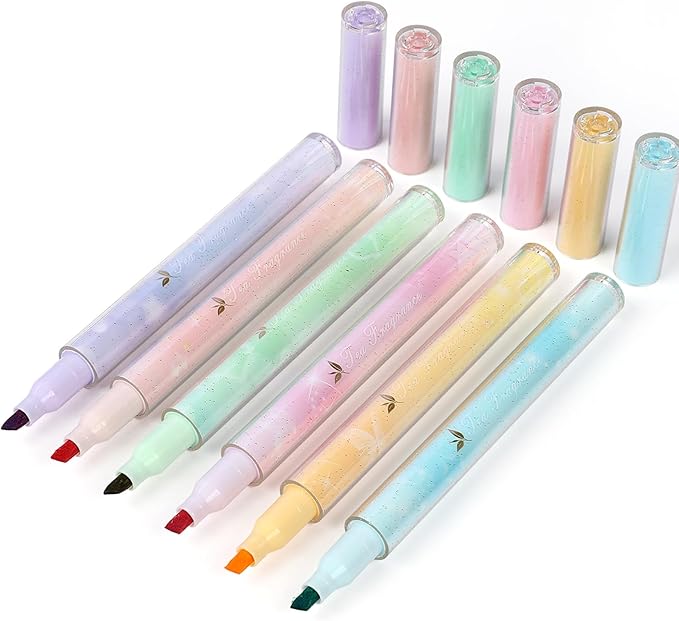 Techjob Aesthetic Highlighters 6 Pack, Chisel Tip, Highlighters Assorted Colors by Techjob