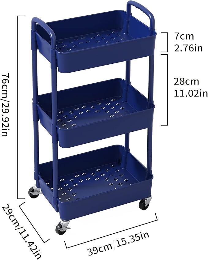 Sywhitta 3-Tier Plastic Rolling Utility Cart - Image 2