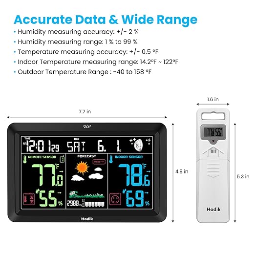 Weather Station Atomic Clock Indoor Outdoor Thermometer Wireless, Barometer - Image 6