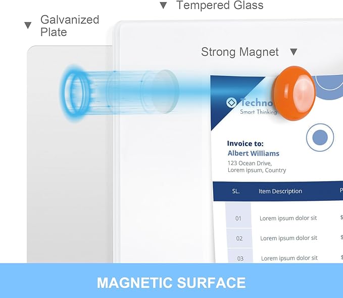 Large Glass Whiteboard, 72 x 48 Inches Magnetic Glass Dry Erase Board - Image 4