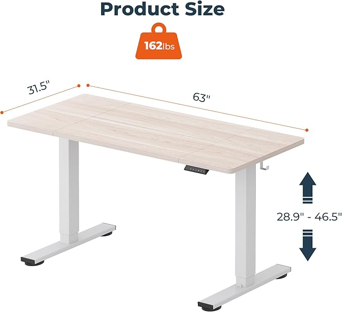 FitStand Standing Desk, Large 63x31 Inches Height Adjustable Stand Up Desks - Image 3
