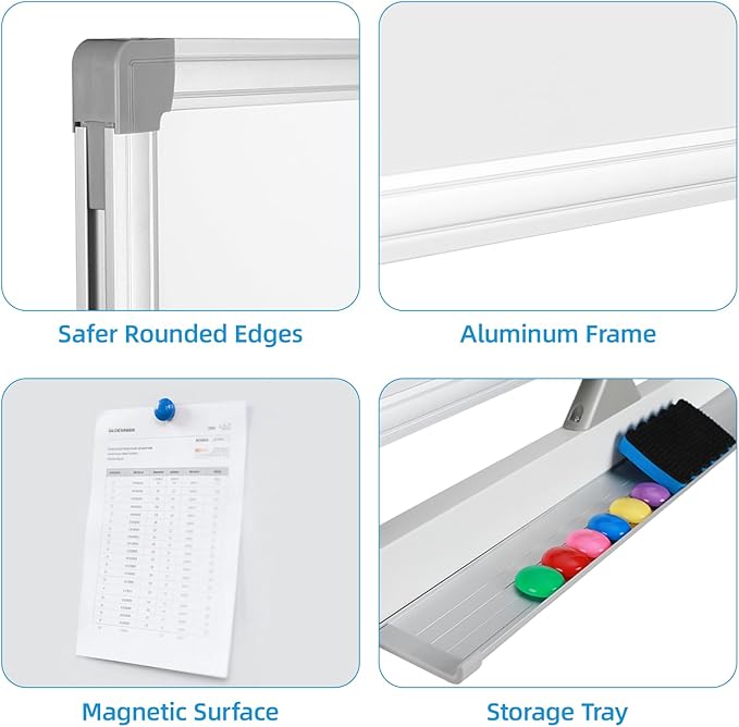 VOWNER Double-Sided Magnetic Whiteboard, Reversible Rolling White Board - Image 5
