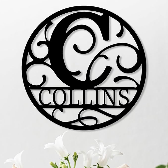 Personalized Metal Name Signs, Split Letter Monogram Wall Decor, Custom Last by Unknown