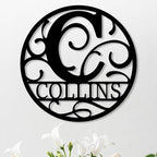 Personalized Metal Name Signs, Split Letter Monogram Wall Decor, Custom Last by Unknown