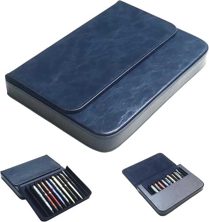 MIVLXLX PU Leather 12 Fountain Pen/Pencil Tray Case Organizer, Fashion Design by MIVLXLX