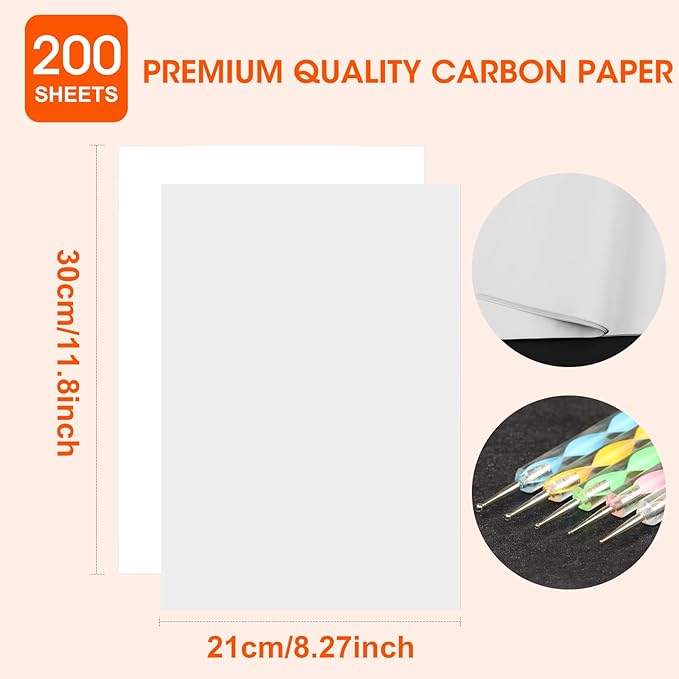 200 Sheets White Carbon Transfer PaperGraphite Tracing Paper - Image 2
