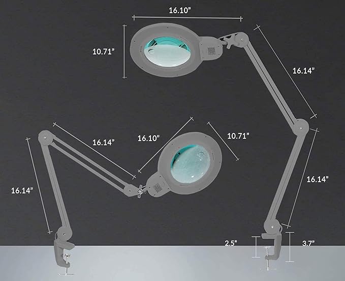 Neatfi XL Bifocal LED Magnifying Lamp, 7-Inch Acrylic Lens, 5D/20D Magnification - Image 7