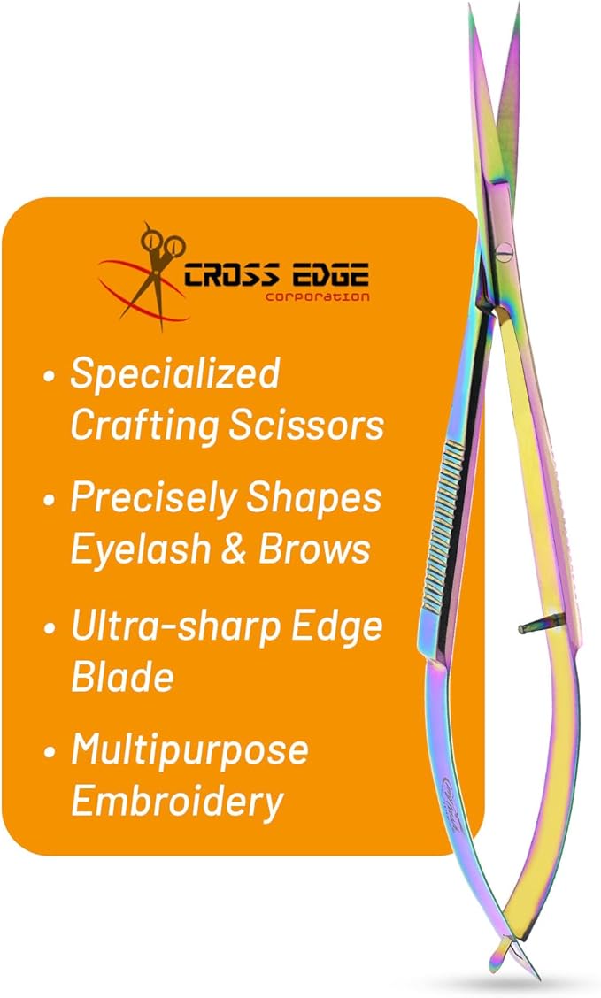 Cross Edge Spring Scissors 5 Inch straight Stainless Steel Precision Eyebrow & by MyLashToolsByCrossEdge