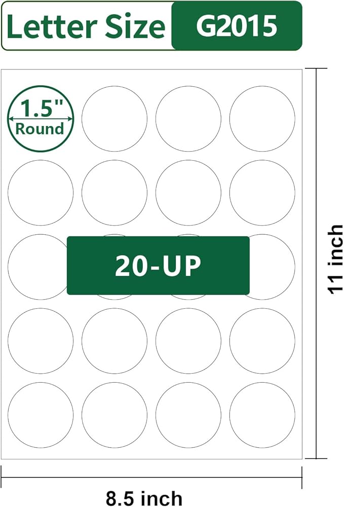 Gemsroyal 2.5 Inch Round Labels Printable, Matte White Circle Printable Stickers - Image 2