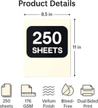 250 Sheets Cream Cardstock 8.5 x 11 Ivory Card Stock 65lb/176gsm Premium Off - Image 2