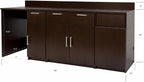 BREAKtime Breakroom Cabinet with Mini Fridge Space, Door Storage and Trash Bin, Office Coffee Station, Fully Assembled, 90" W x 24" D x 36" H, Appliances Not Included