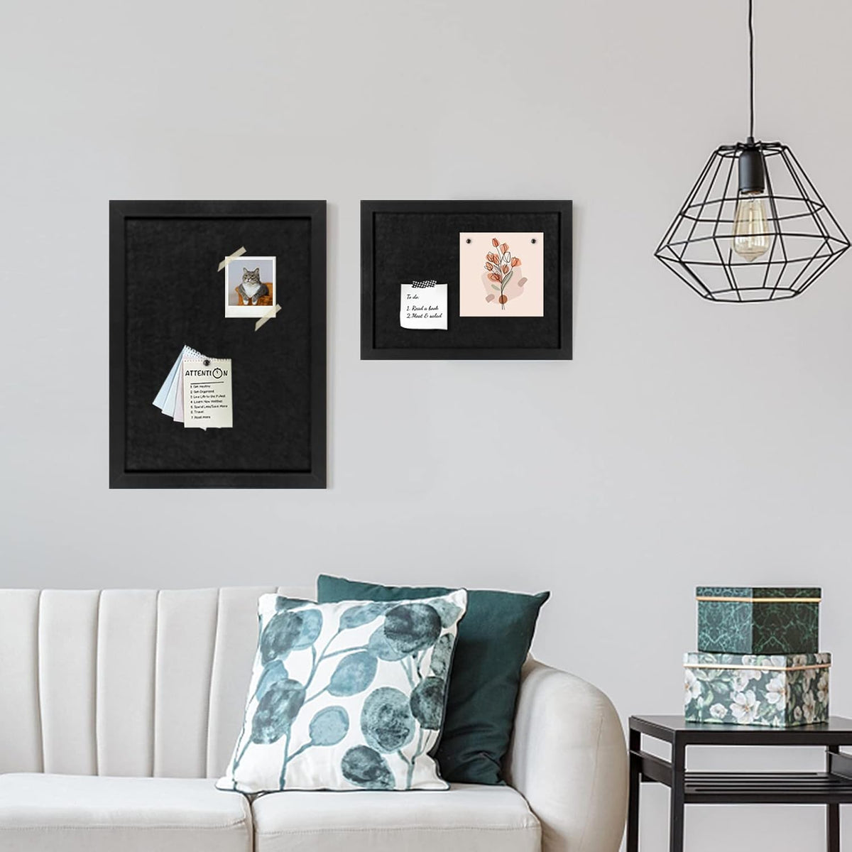 Cork Board Bulletin Board, Black Frame Cork Boards for Walls with Felt, Decor...