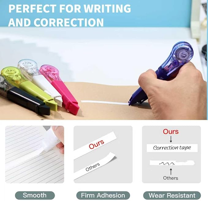 WISOPTUS Correction Tape Pen, 10-Count Pack, 19.69ft Each, Dry Instantly - Image 3