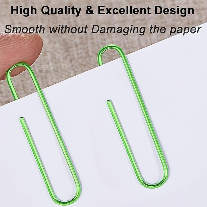 Vinaco Green Paper Clips, Durable and Rustproof, Coated Large Paperclips Great - Image 4