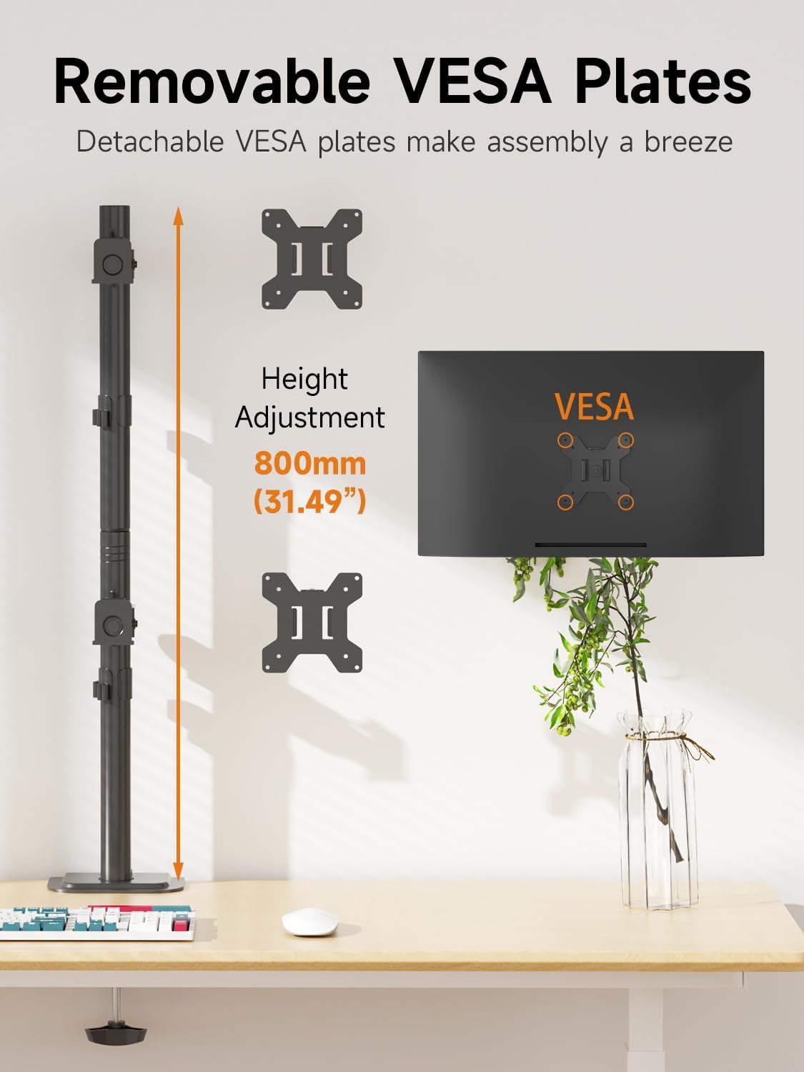 Bracwiser Dual Vertical Fully Adjustable Monitor Arm Stand Mount Fits Two Scr...