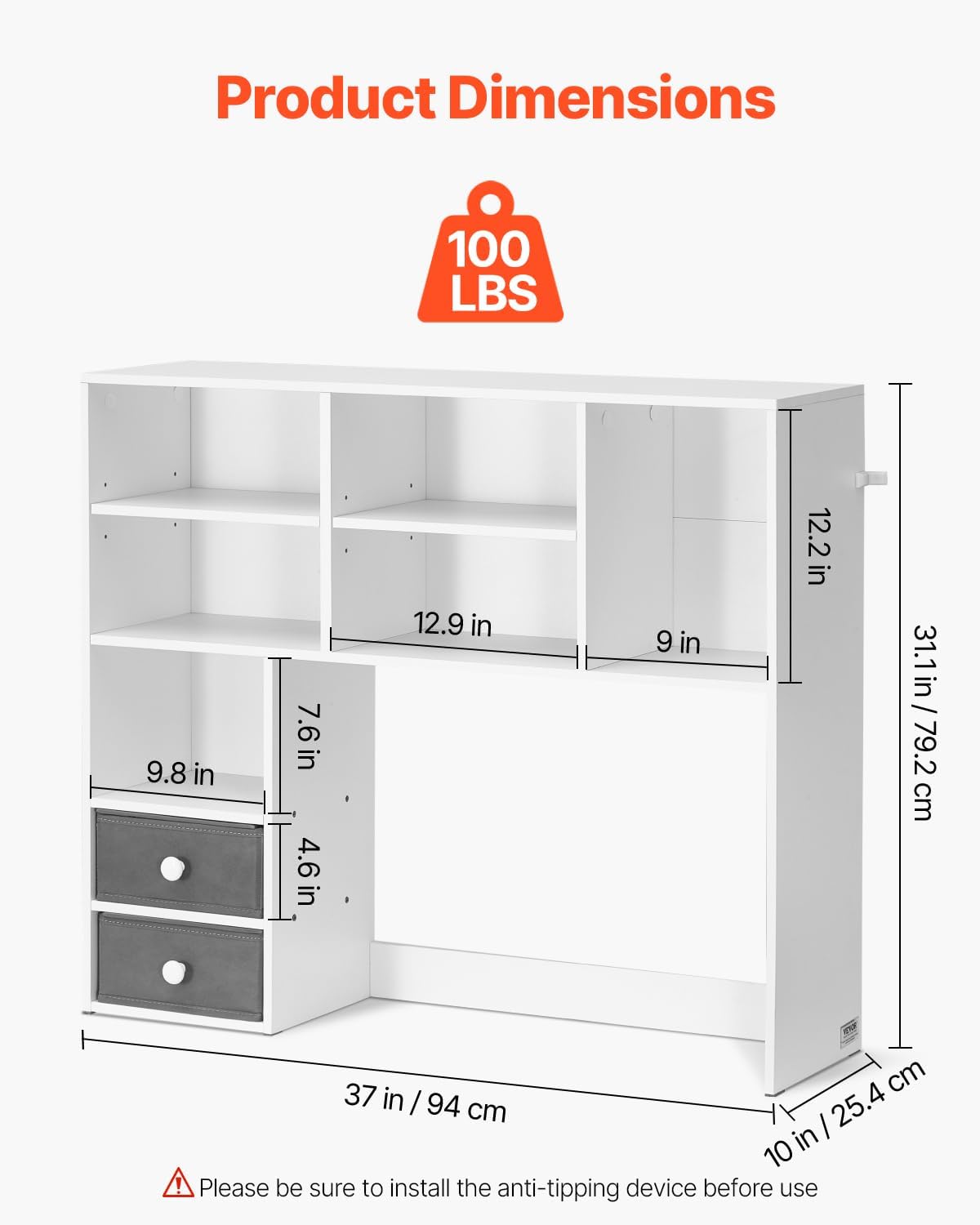 VEVOR Desktop Bookshelf, 3-Tier Desktop Storage Organizer, 37" x 10&quot...