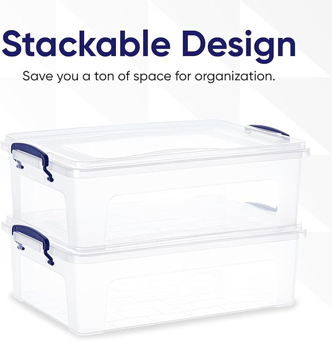 Superio Storage Bins with Lids, Stackable Totes, BPA Free, Odor Free, Organizer - Image 3