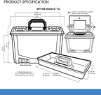 artbin sidekick xl carrying case with handle, black showing dimensions