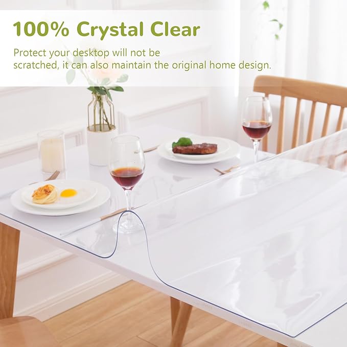 Eisdroma 20" x 36" Clear Table Cover Protector, Waterproof & Heat Resistant PVC - Image 5