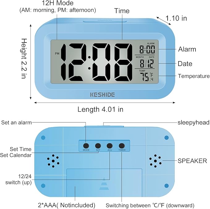 KESHIDE Travel Digital Alarm Clock Battery Operated - Image 8