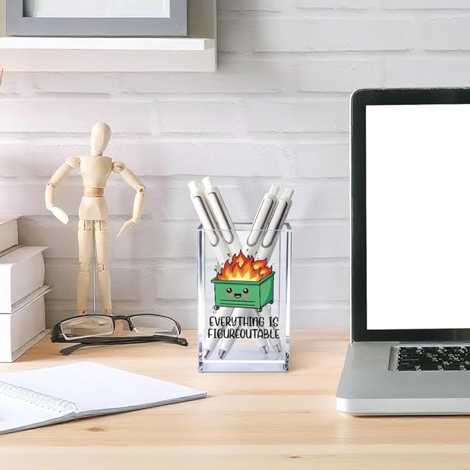 Vgrti Everything is Figureoutable Acrylic Cosmetic Pencil Pen Holder Cup - Image 4