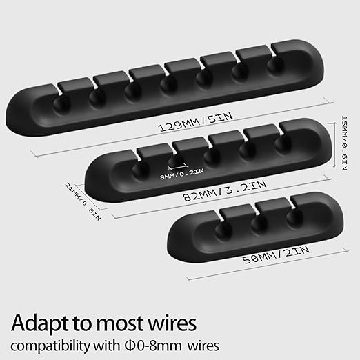 Apromisith USB Cable Organizer Clips Cord Holder, 10 Packs Black Self Adhesive - Image 2