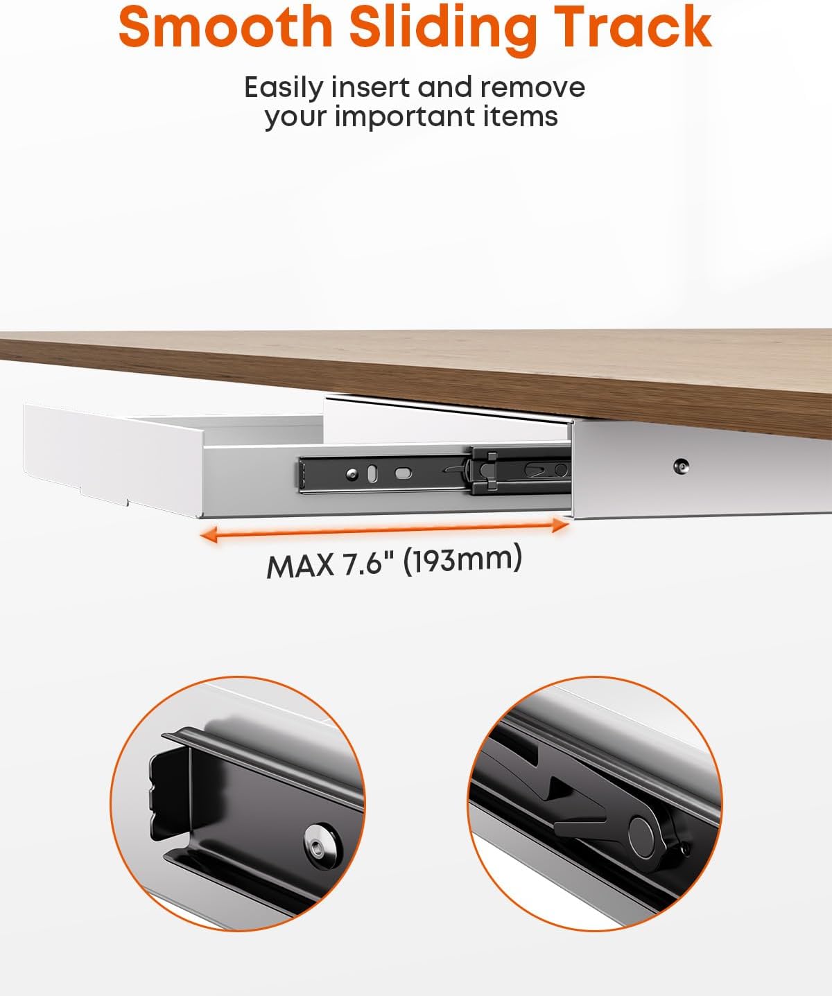 PUTORSEN Under Desk Storage Drawer 14.8" Wide - Smooth Slide Out Organiz...