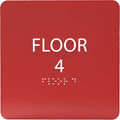 Red ADA Floor 4 Sign with Braille – Made from Durable Acrylic and Ready to Mount by ADACentralSigns