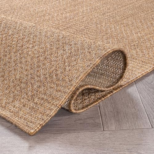 rugshop modern grid indoor outdoor runner rug sand/natural, view 9