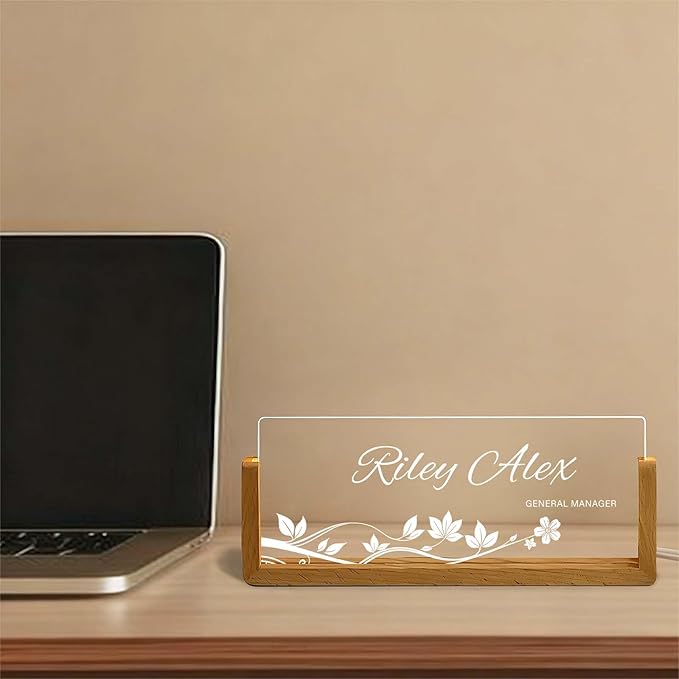 Custom Name Plate for Desk, Personalized Light Up Acrylic Desk Name Plate - Image 7