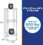 Shelving Inc. 8" d x 12" w Chrome Wire Shelving - Image 2